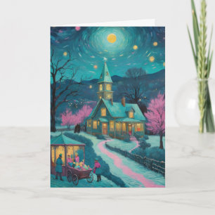 Customisable Starry Night Unique Christmas Card
