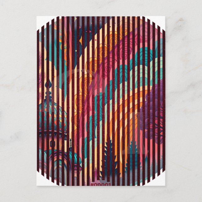 Customisable Striped Fantasy Postcard (Front)