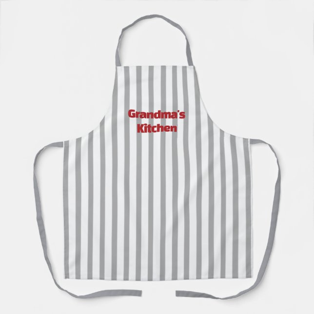 Customisable Striped Kitchen Apron Grandma Kitchen (Front)