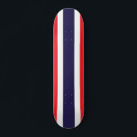 Customisable Striped Red, White, and Blue Skateboard<br><div class="desc">A fun cool board for the skateboard fan of the family! Features red,  white,  and blue stripe pattern. Fully customisable to add names,  images,  and more if desired. Enjoy!</div>