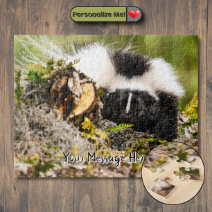 Customisable Striped Skunk Fern Log Jigsaw Puzzle