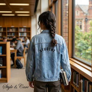 Customisable STUDENT Text Statement Denim Jacket