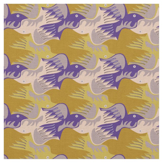 Customisable Stylised Birds Tesselation Fabric (Close Up)