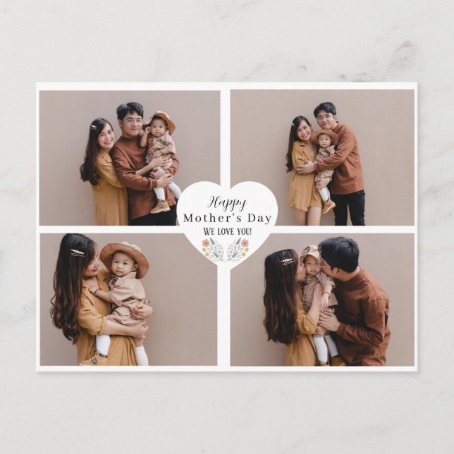 Customisable Stylish Mother’s Day Photo Greeting  Holiday Postcard (Front)