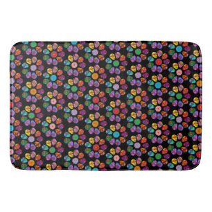 Customisable Sugar Skull Flowers Bath Mat