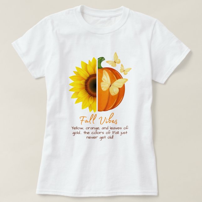 Customisable Sunflower and Pumpkin Fall T-Shirt (Design Front)