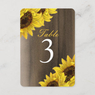 Customisable Sunflower Table Number Cards