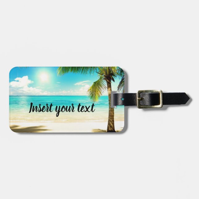 Customisable sunny beach scenery luggage tag (Front Horizontal)