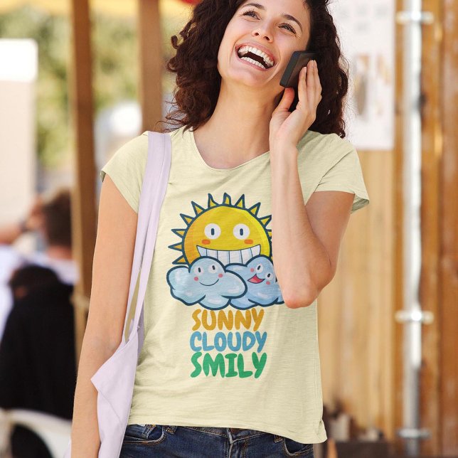 Customisable Sunny Cloudy Smiliy T-Shirt (Creator Uploaded)