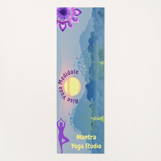 Customisable Sunrise Chakra Yoga Pose Yoga Mat (Front)