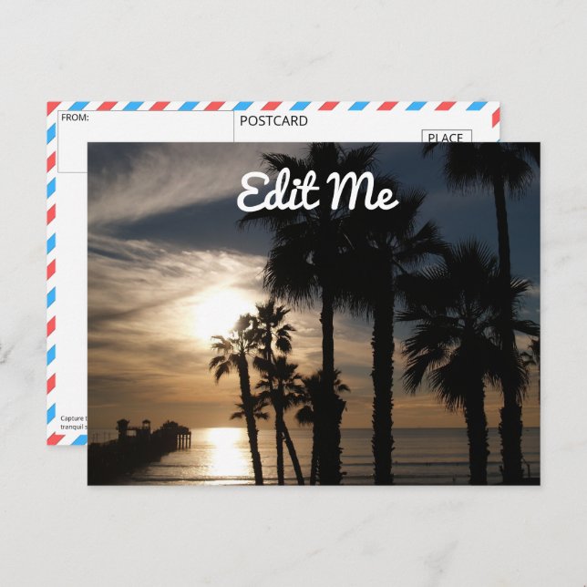 Customisable Sunset Silhouette Postcard (Front/Back)