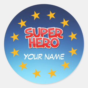 Customisable super hero classic round sticker