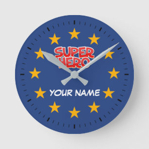 Customisable Super Hero Round Clock