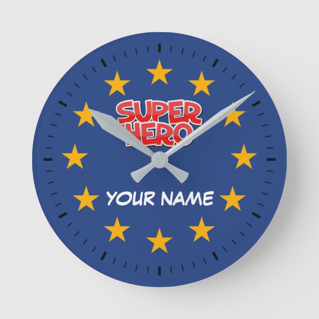 Customisable Super Hero Round Clock (Front)