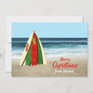 Customisable Surfboards on Beach Christmas Holiday Card