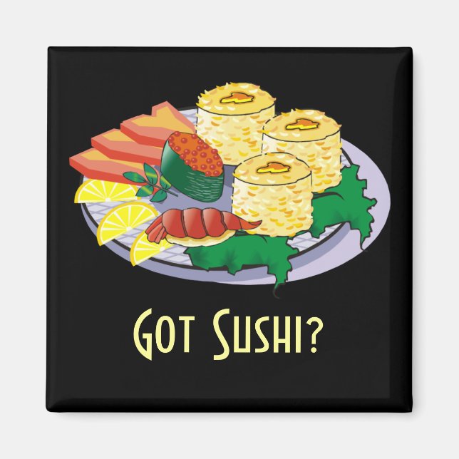 Customisable Sushi Magnet - Add text, background. (Front)