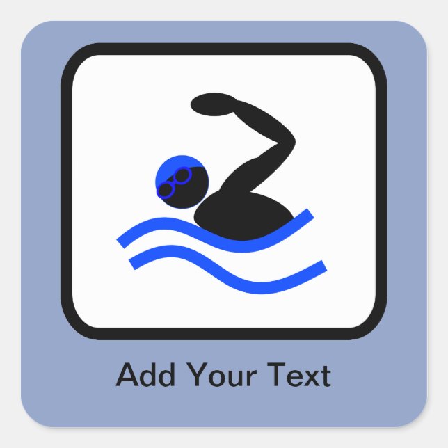 Customisable Swimmer Logo Square Sticker (Front)