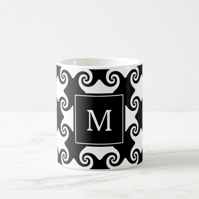 Customisable Swirl Shapes Celtic like w/ Monogram Coffee Mug (Center)