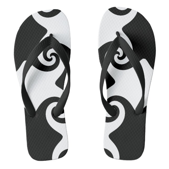 Customisable Swirl Shapes Tribal like Flip-flop Flip Flops (Footbed)