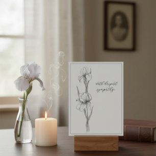 Customisable Sympathy Card with Hand-Drawn Iris 