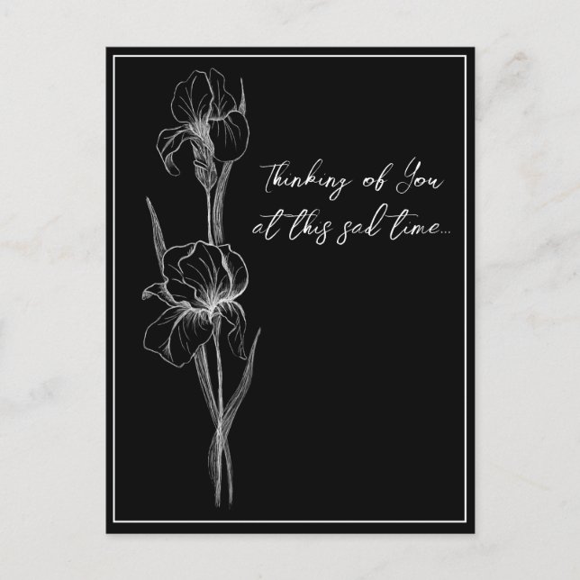Customisable Sympathy Card with Hand-Drawn Iris  (Front)