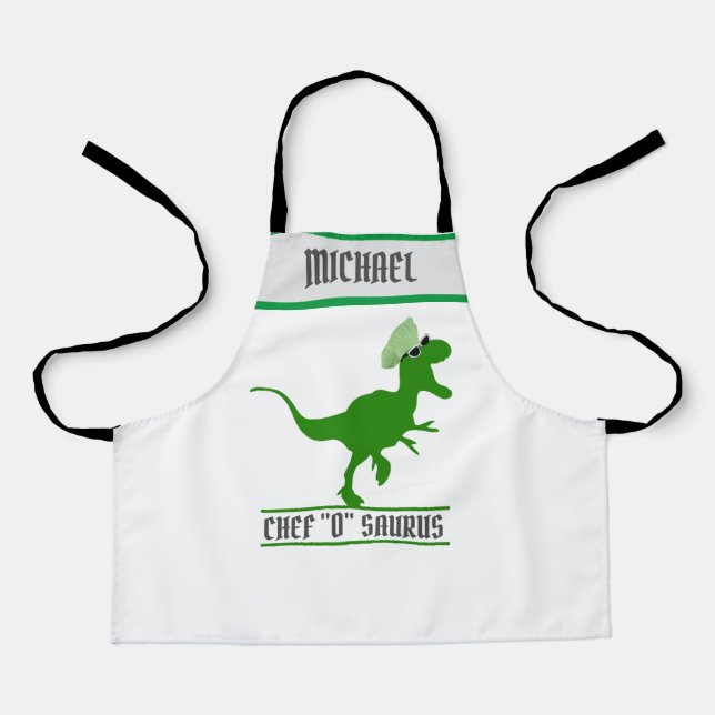 Customisable T-Rex Junior Chef Personalised Kids  Apron (Front)