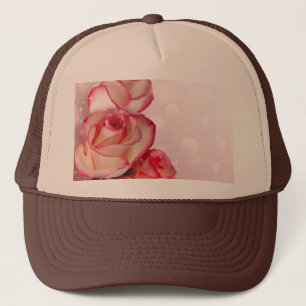 Customisable Tan and Brown-Cap Light Pink Rose Trucker Hat