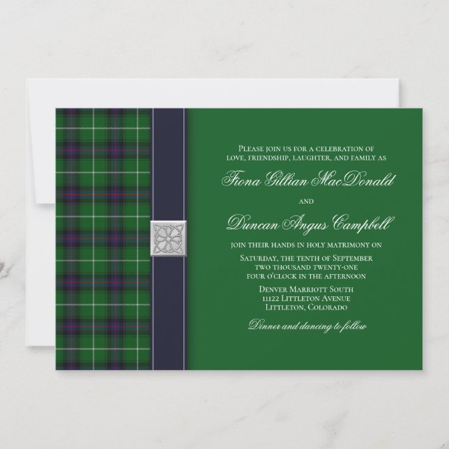 Customisable Tartan Celtic Wedding Invitation (Front)