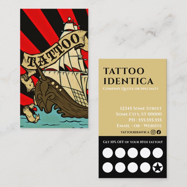 customisable tattoo coupon loyalty card (Front/Back)