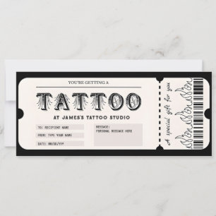Customisable tattoo Gift Certificate Card Voucher