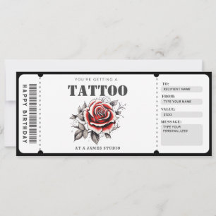 Customisable Tattoo Gift Certificate Ticket Invitation