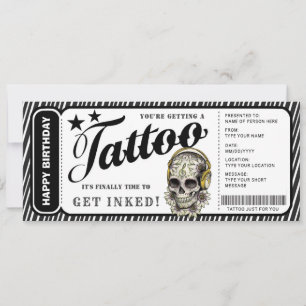 Customisable Tattoo Gift Certificate Ticket Invitation