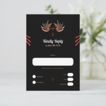 Customisable Tattoo style Love Swallows RSVP Cards