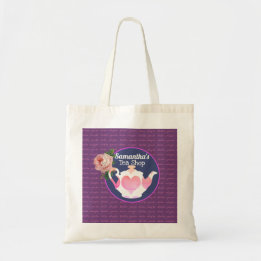 Customisable Tea Shop Heart Floral Teapot Tote Bag