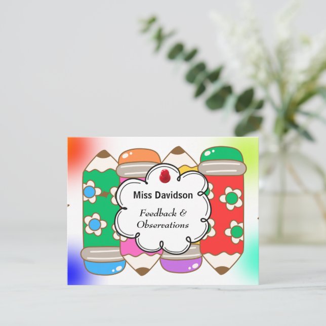 Customisable Teacher Feedback Comment to Student  Card (Standing Front)