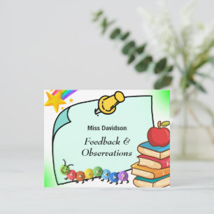 Customisable Teacher Feedback Comment to Student Card