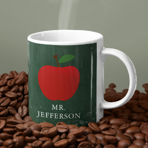 Customisable Teacher Red Apple on Chalkboard Coffee Mug