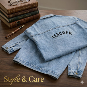Customisable TEACHER Text Statement Denim Jacket