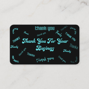 Customisable Teal/Black Thank You Business Card