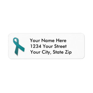 Customisable Teal Cancer Ribbon Address Label