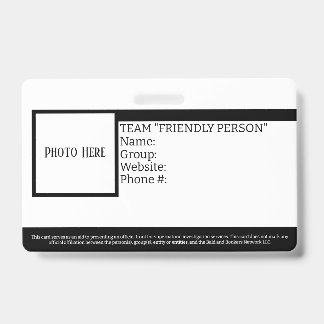 Customisable Team "Friendly Person" ID Badge