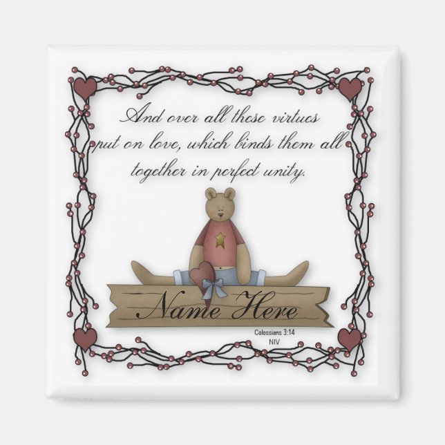 Customisable Teddy Bear Virtues Magnet 6 (Front)