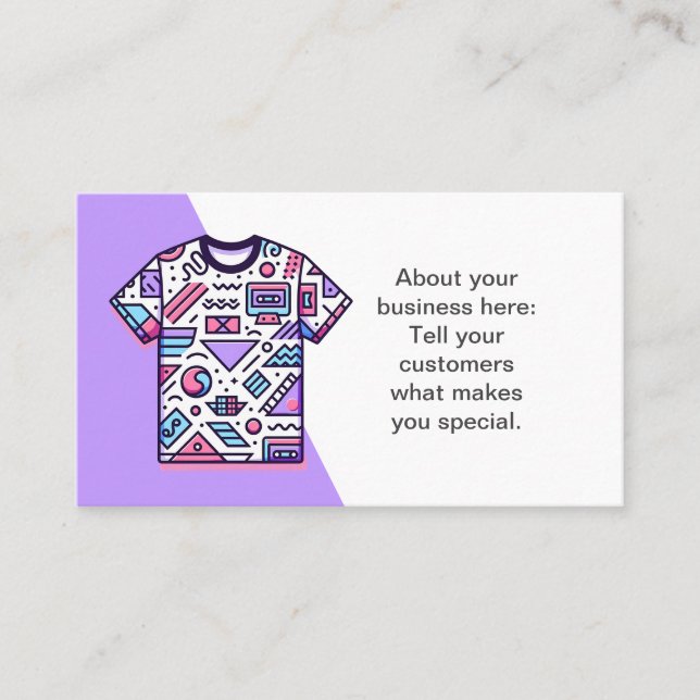 Customisable Tee Shirt Seller Shop Business Card (Front)
