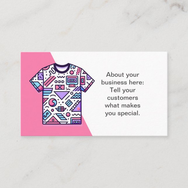 Customisable Tee Shirt Seller Shop Business Card (Front)