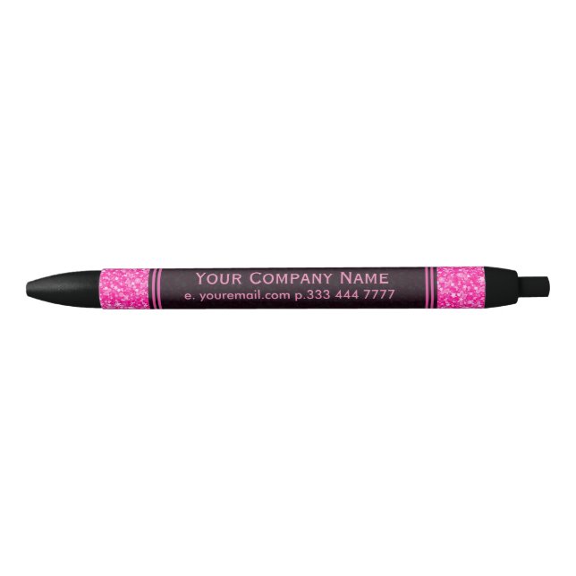 Customisable template Elegant Pink Glitter Black Ink Pen (Front)