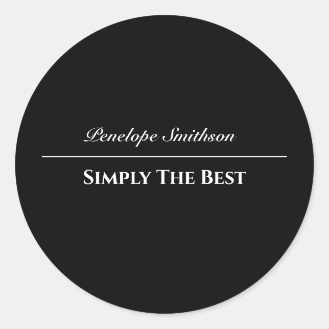 Customisable Text and Colours Basic Black and Whit Classic Round Sticker (Front)