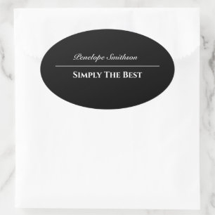 Customisable Text and Colours Basic Black and Whit Oval Sticker