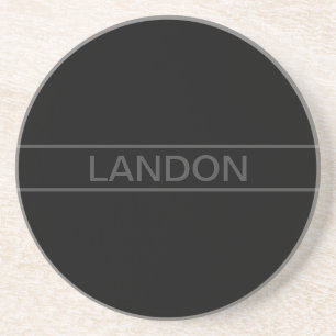 Customisable Text   Bold Modern Black & Dark Grey Coaster