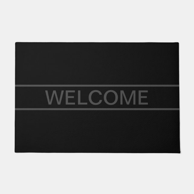 Customisable Text | Bold Modern Black & Dark Grey Doormat (Front)