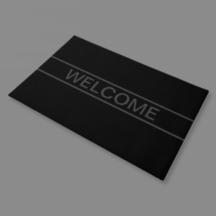 Customisable Text Bold Modern Black & Dark Grey Doormat